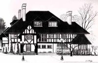 Landscape painting Sketch Illustration Brock House  graphic designer / artist Graphic art web design commercial art, architectural rendering, pen and ink drawing, watercolour illustration, Click on Image for Detail