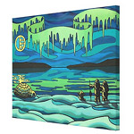 Inuit Love First Nations Aurora Painting Print on Canvas 