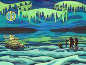 Inuit Love Painting Arctic Landscape Painting Canadian First Nations Painting 16" x 20" Arcylic on canvas