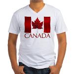 Canada Flag V-Neck T-shirt Men's Canada Souvenir Shirt