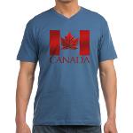 Canada Flag V-Neck T-shirt Men's Maple Leaf Canada Flag Shirt