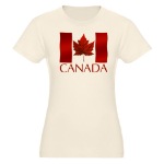 Women's Organic Canada Souvenir T-shirt Fitted Canada Flag  Ladies T-shirt 