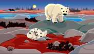 Animated Wildlife Movie Short Arctic Wildlife & Landscape Animation. Animated Animals & nature of the north. Ravens, fishermen, fox, ptarmagin, mosquito, chickadee, loon, landscape, tundra, sled dogs, hides, autumn, husky, Metis, Inuit, puppy, snow buntings, tundra buggy, cariboo, Canada geese, polar bear, lemming, red tailed hawk, sandpipers, seagull, herons, tour boat, arctic char, kaplings, harbor seal, star fish, ocean, beluga whale, whales, beach, Fort Prince of Whales, Churchill, history, historic, fauna, northern lights animation, free animated arctic animals & landscape animation. Free Animation, Animated painting of my northern home town of Churchill MB Music is still needed for this animation