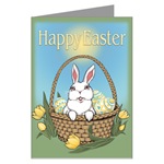 Easter Bunny Art  Greeting Cards Easter Bunny Gifts & Shirts. Adorable Easter Bunny art & design by Canadian Artist Kim Hunter. Easter Bunny with basket, Tulips & Easter Eggs Gifts Design for Gifts & T-shirts for Home & Office, Men,