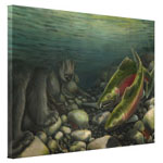 Bear Fishing Coho Salmon Painting Prints on Canvas