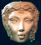 sculpture Wall Hanging deep Relief Mask Sculpture of the goddess of wine, fertility, mother nature, pagan goddess, Mask click on Image for detail