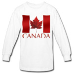 Kid's Canada Flag Souvenir Long Sleeve Shirt Red Canadian Maple Leaf T-shirts for Boys Girls Beautiful Children's Canada Souvenir