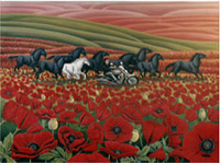 Poppy Fields and Wild Horses Landscape Painting Fine Art Prints and Posters