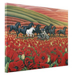 Wild Horses and Poppy Fields Biker Painting Prints on Canvas