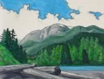 Landscape painting Old Growth Forest Landscape Painting Watercolours by Canadian Artist Kim Hunter / Indigo Old Growth Forest Landscape Painting Mountains & Rivers Painting Canadian Old Growth Forest Painting