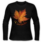 Womens Canada Shirt Long Sleeve Jersey T-shirts Tees Canada Maple Leaf Souvenir T-shirts for Ladies Beautiful Canada Souvenir Long Sleeve Jersey Tee T-shirt for Women / Girls Canada Autumn Maple Leaf Souvenir T-shirt