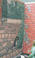 Exterior Wall Mural Vancouer BC Canada Faux Garden Mural, Condo Wall Mural by Vancouver BC Canadian Artist / Muralist Kim Hunter aka INDIGO Click on image for detail