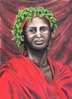 painted portrait painting Watercolour Portrait of a national geographic photo Artist  INDIGO aka KIM HUNTER 