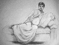 pencil portrait figurative pencil drawing reclined woman on grey paper 