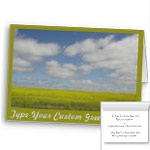 Canadian Landscape Cards Manitoba Pairie Cards Personalized or Blank
