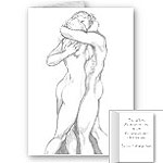I Love You Cards Personalized Romantic Embrace Art Cards Blank or Custom