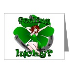 Feeling Lucky Retro Pinup Girl Greeting Cards Lucky Irish Pinup Cards for Men Women Boys Home & Office Cards for Birthdays Lucky Irish Invitations Card Art & Design Retro Sexy Pinup Lucky St. Patrick's Shamrock Cards St. Patrick's Day Cards & Gifts Online