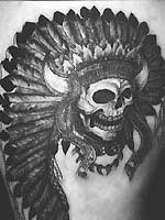 Illustration sketch for a tattoo of a scull wearing a native headdress. Polar Bears  Pen & Ink  sketch / drawing Original Illustration Pencil Sketches / Drawings / Illustration / Ink Drawings & Original Art by Vancouver BC Artist Kim Hunter a.k.a.INDIGO CREATIVE ENDEAVOURS