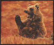 Wildlife Paintings grizzly bear painting, bear oil painting in Alpine Meadow Oil Painting wildlife painting by Canadian Artist Kim Hunter / Indigo Commissioned paintings welcome! 